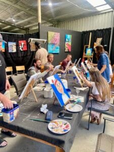 Paint your partner in progress at art shed on dore