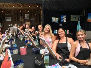 Paint and Sip Pakenham class with wine
