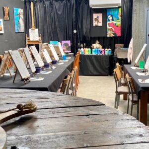Inside paint and sip Pakenham Art Shed on Dore